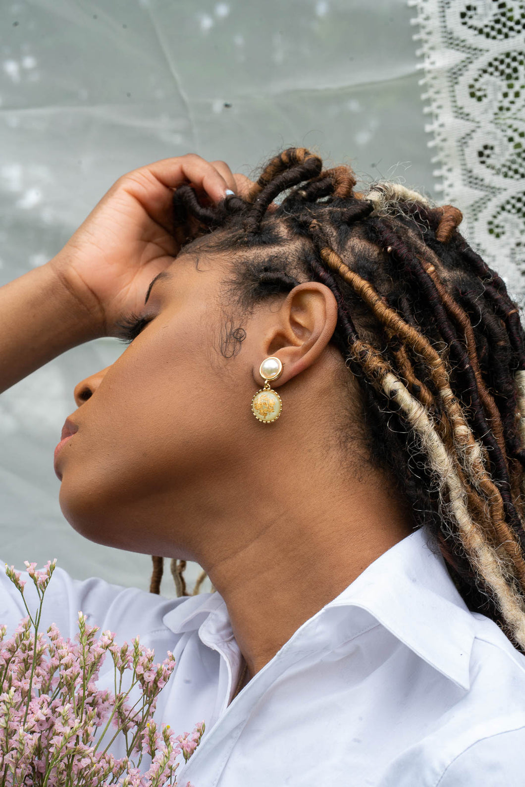 Vintage Dainty Gold Pearl Stud Earrings