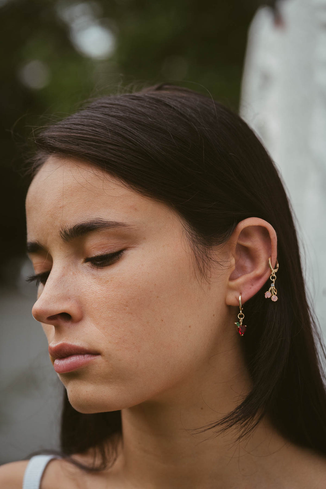 Fruity Hoop Charm Earrings