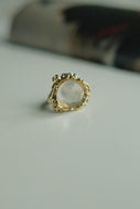 White & Brown Opal Crystal Temperament Ring