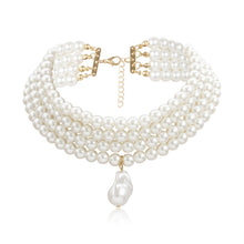 Load image into Gallery viewer, Multi-layer Pearl Statement Necklace
